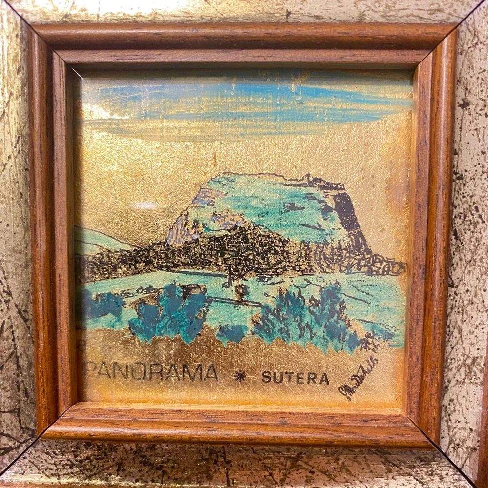 Mini Picture Hand Painted 23 K Gold Leaf Signed Italian Florentine Wall Gallery
